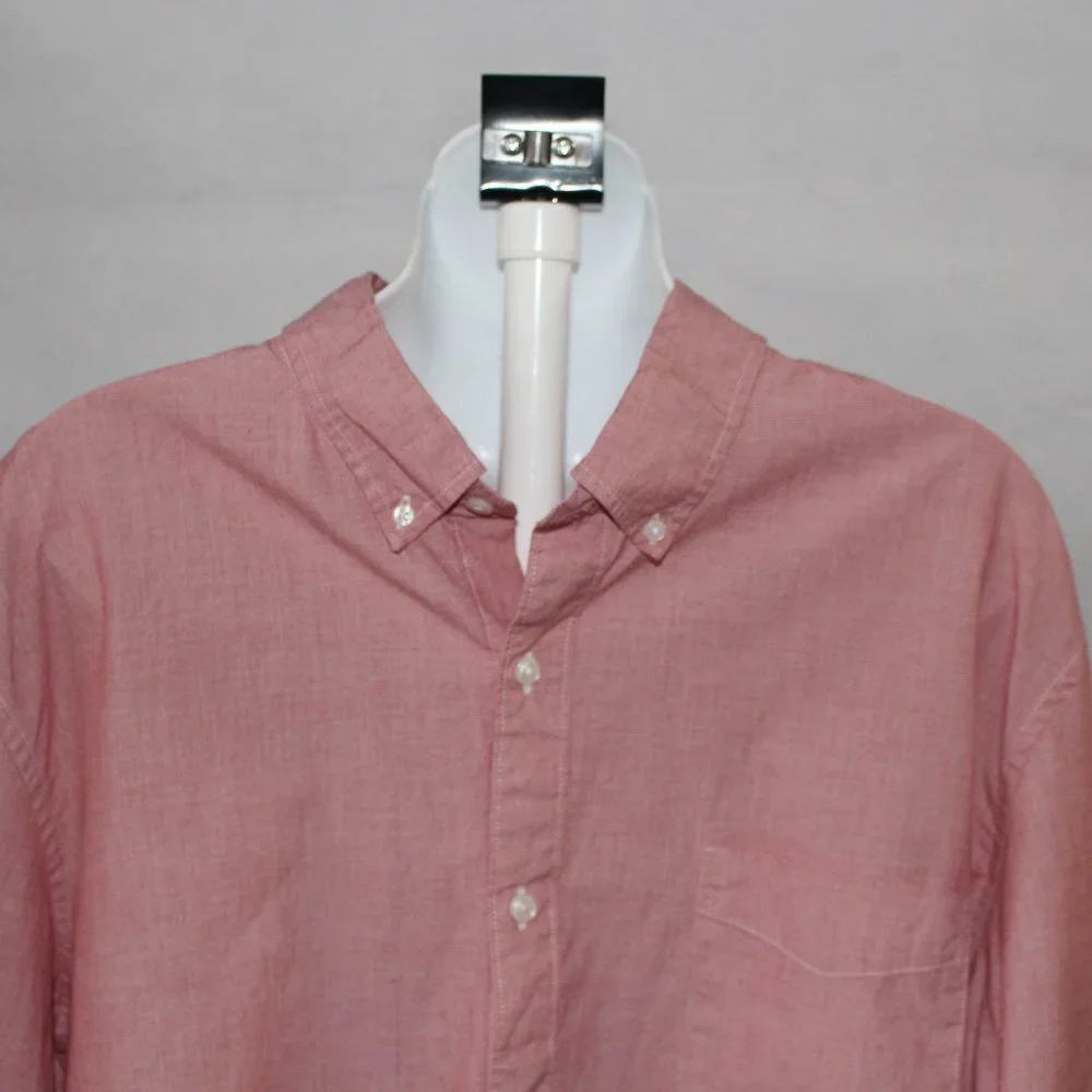 J. Crew Secret Wash Shirting Stretch Men's Pink Slim Long Sleeve Button Down XL